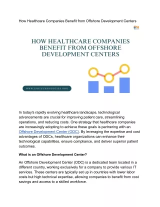 How Healthcare Companies Benefit from Offshore Development Centers