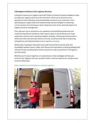 5 strategies to enhance your logistics services