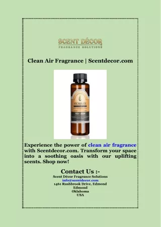 clean air fragrance scentdecor com