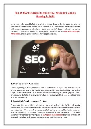 Top 10 SEO Strategies to Boost Your Website's Google Ranking in 2024