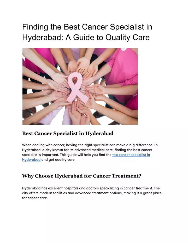 finding the best cancer specialist in hyderabad