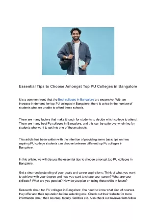 Essential Tips to Choose Amongst Top PU Colleges in Bangalore