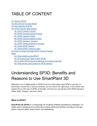 table of content
