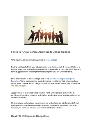 Facts to Know Before Applying to Jesse College