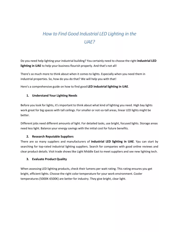 how to find good industrial led lighting