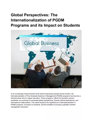 Global Perspectives_ The Internationalization of PGDM Programs and its Impact on Students