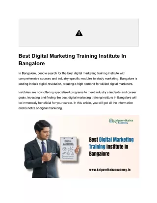 Best Digital Marketing Training Institute In Bangalore