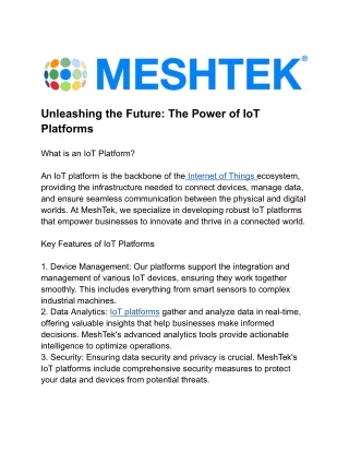 Unleashing the Future_ The Power of IoT Platforms