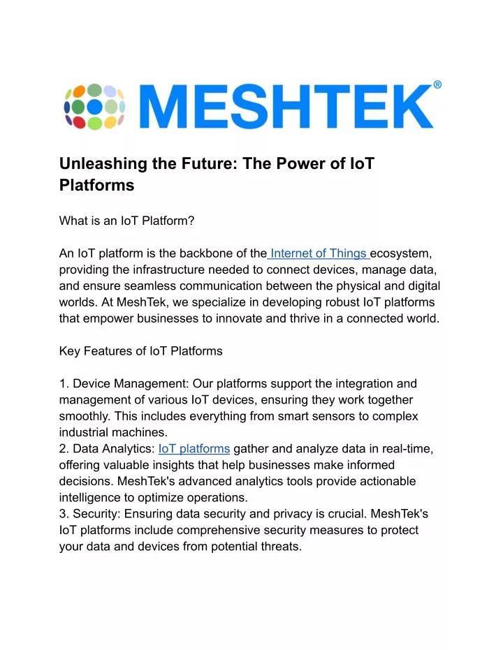 unleashing the future the power of iot platforms