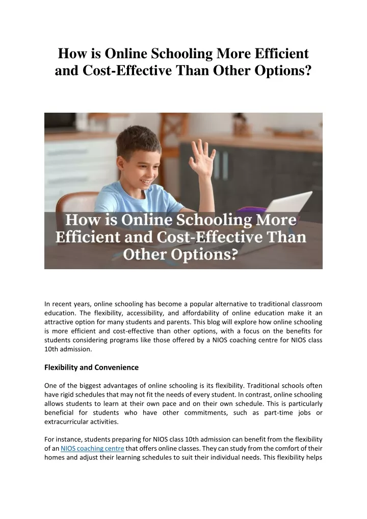 how is online schooling more efficient and cost