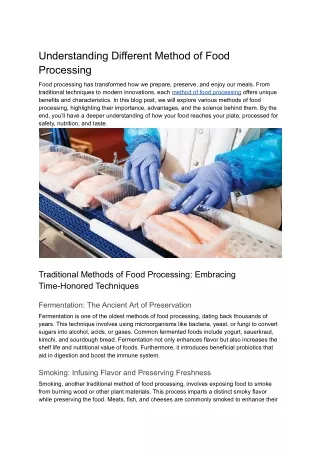 Understanding Different Method of Food Processing