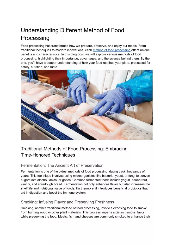 understanding different method of food processing