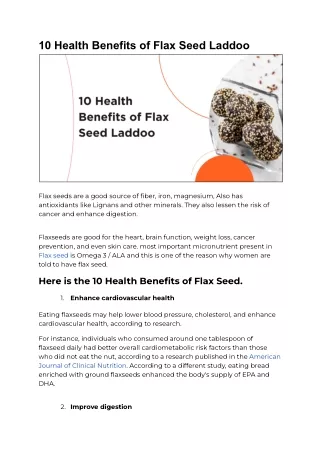 10 Health Benefits of Flax Seed Laddoo