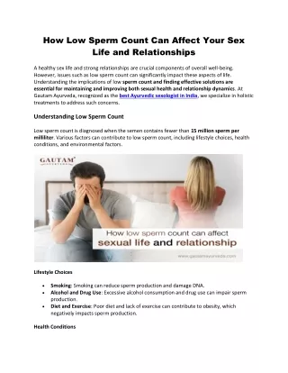 How Low Sperm Count Can Affect Your Sex Life and Relationships
