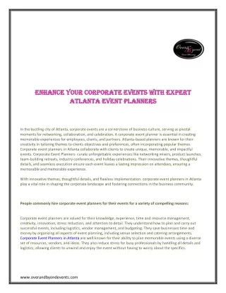 Enhance Your Corporate Events with Expert Atlanta Event Planners