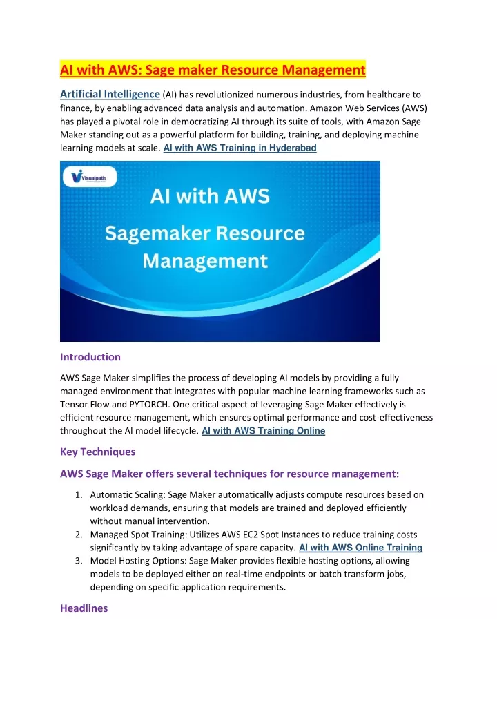 ai with aws sage maker resource management