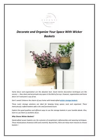 Decorate and Organize Your Space With Wicker Baskets