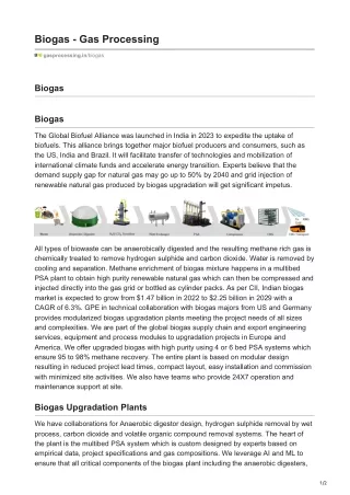 biogas gas processing