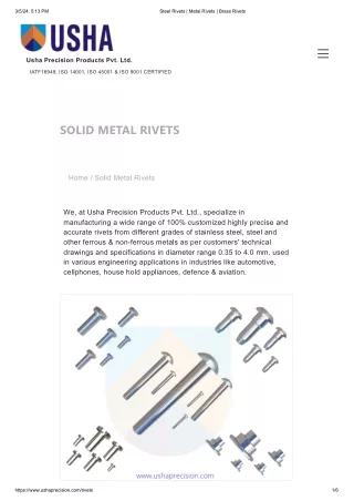 Steel Rivets _ Metal Rivets _ Brass Rivets