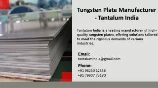 Tungsten Plate Manufacturer - Tantalum India