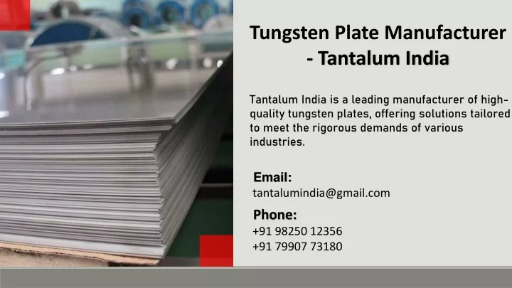 tungsten plate manufacturer tantalum india