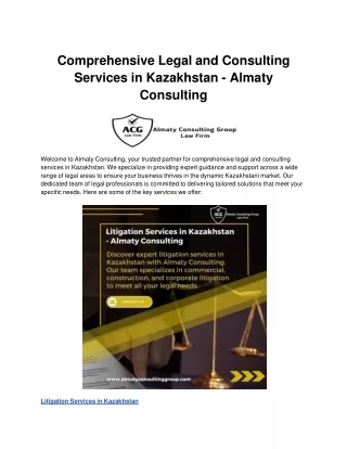 Comprehensive Legal and Consulting Services in Kazakhstan - Almaty Consulting