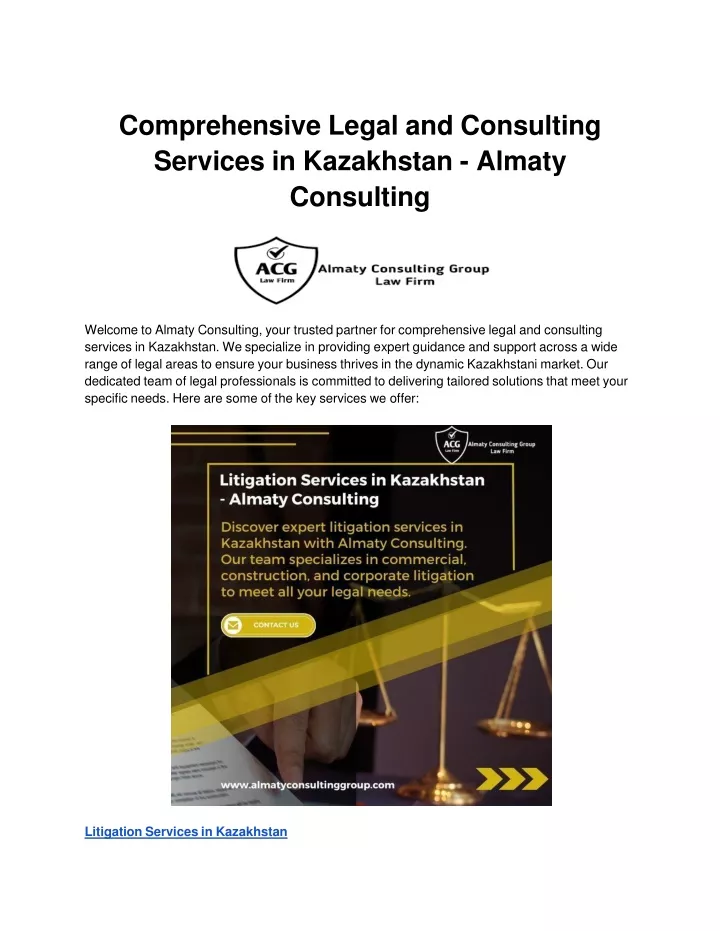 comprehensive legal and consulting services in kazakhstan almaty consulting