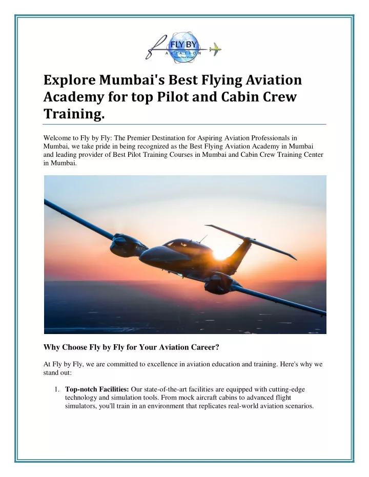 explore mumbai s best flying aviation academy