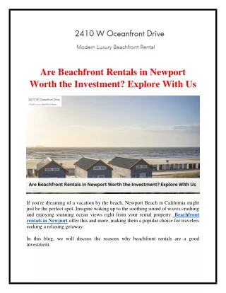 Are Beachfront Rentals in Newport Worth the Investment  Explore With Us