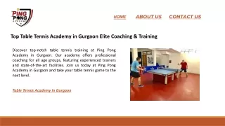 Top Table Tennis Academy in Gurgaon Elite Coaching & Training