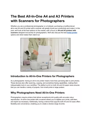 Best All-In-One A4 and A3 Printers with Scanners for Photographers