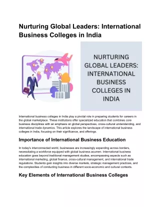 Nurturing Global Leaders_ International Business Colleges in India