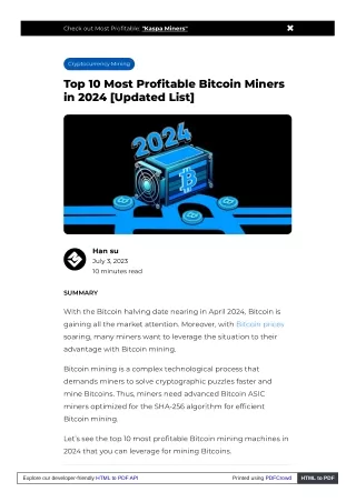 Top 10 Most Profitable Bitcoin Miners in 2024