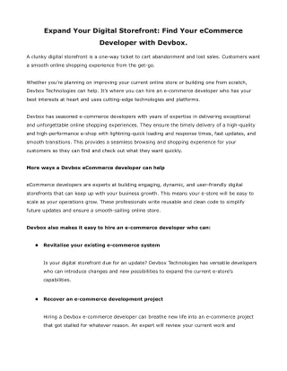Expand Your Digital Storefront- Find Your eCommerce Developer with Devbox.