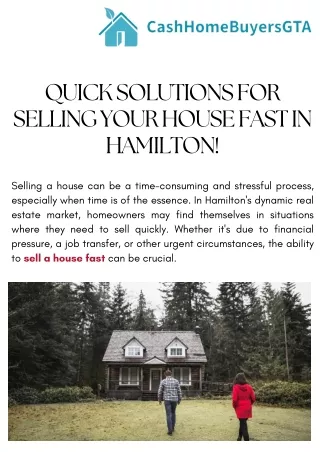 Quick Solutions for Selling Your House Fast in Hamilton!