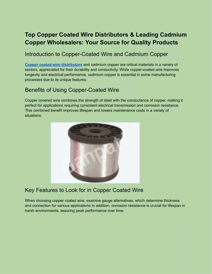 top copper coated wire distributors leading