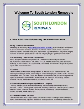 A Guide to Successfully Relocating Your Business in London