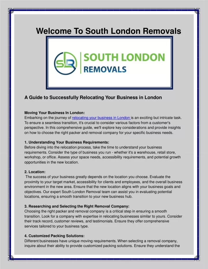 welcome to south london removals