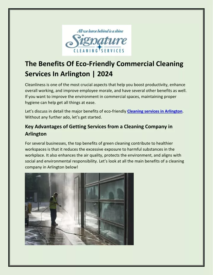 the benefits of eco friendly commercial cleaning