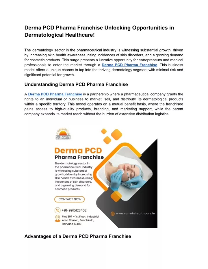 derma pcd pharma franchise unlocking