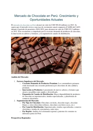 Mercado de Chocolate en Perú