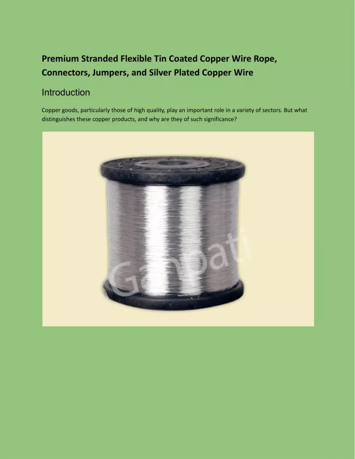 premium stranded flexible tin coated copper wire