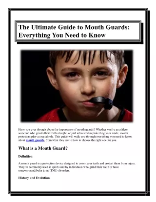 The Ultimate Guide to Mouth Guards Everything You Need to Know