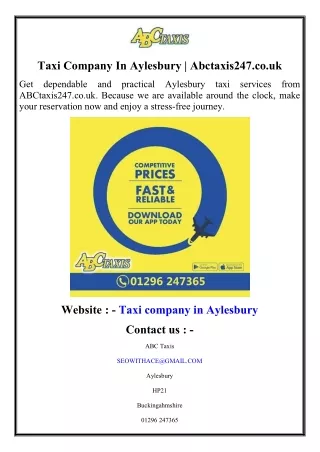 Taxi Company In Aylesbury  Abctaxis247.co.uk