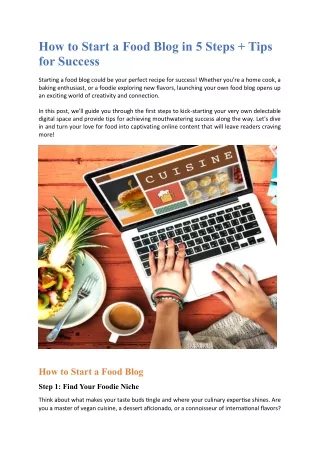 How to Start a Food Blog in 5 Steps   Tips for Success