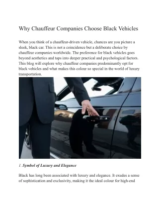 Why Chauffeur Companies Choose Black Vehicles