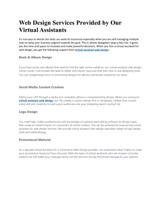 web design services provided by our virtual
