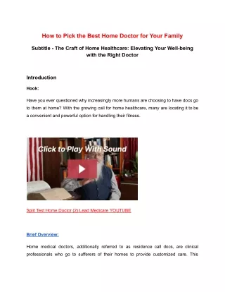 How to Pick the Best Home Doctor for Your Family