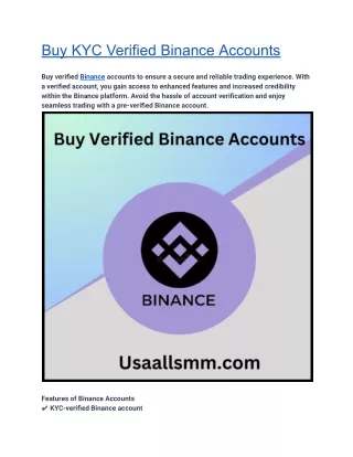 Worldwide Best Sites To GET Verified Binance Accounts