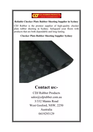 Reliable Checker Plate Rubber Sheeting Supplier in Sydney